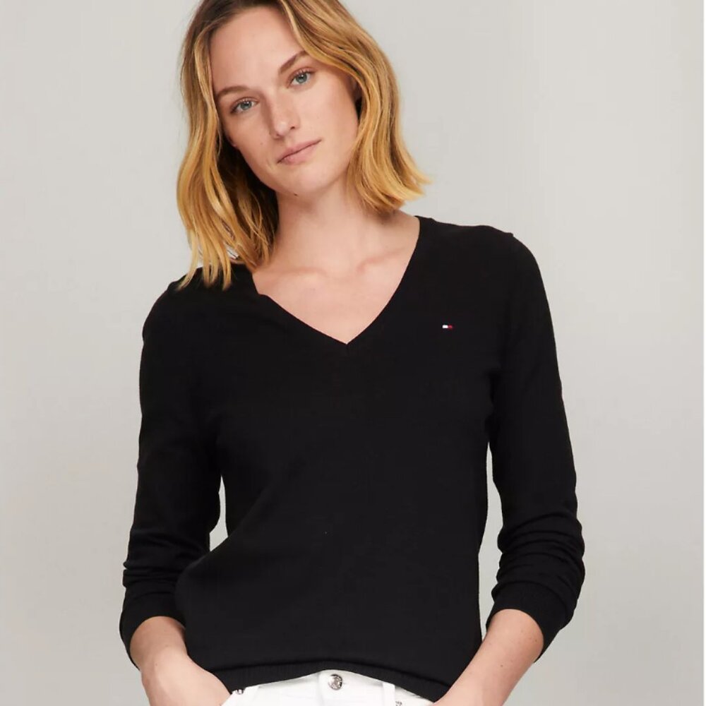 Tommy Hilfiger Black V-Neck Sweater
